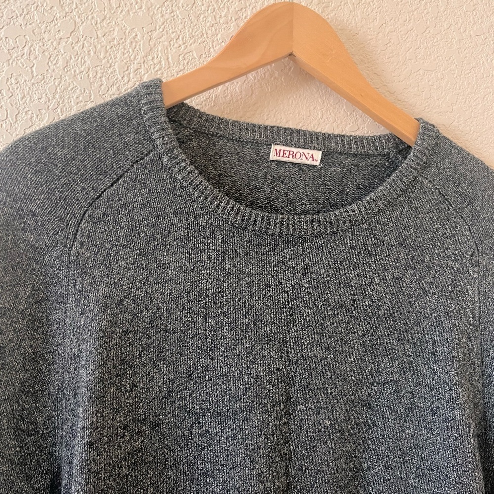 Merona Men's Gray Crewneck Sweater made of Wool and Cotton - Picture 3 of 5